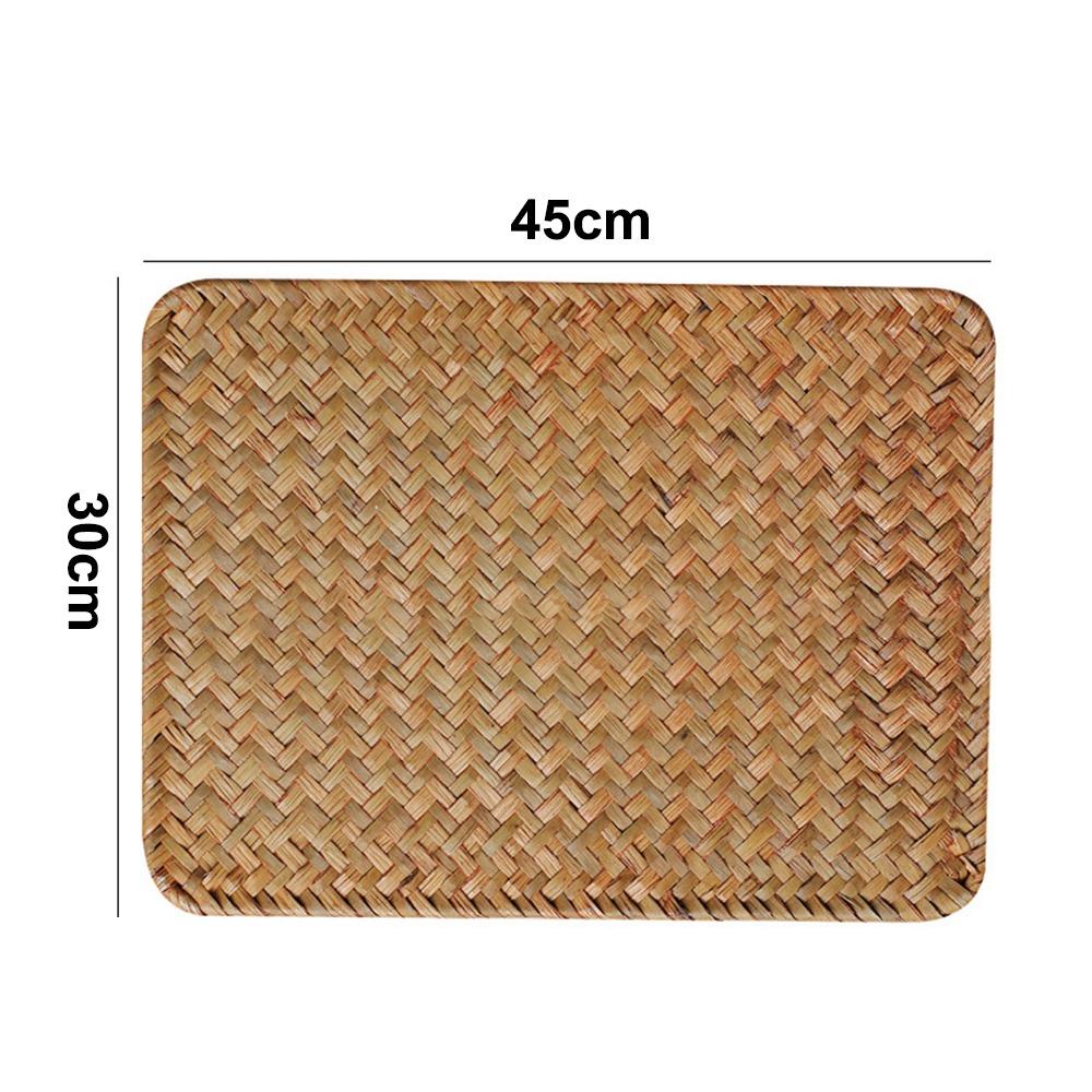 Natural Woven Rattan Indoor Placemats Rectangular Tablecloths Durable Table Mats  Kitchenware