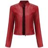 Women Faux Leather Jacket Cropped Zip Up Motorcycle Short PU Moto Biker Outwear Fitted Slim Coat with Pockets Stylish Rivets Punk Rock Fashion Blazer