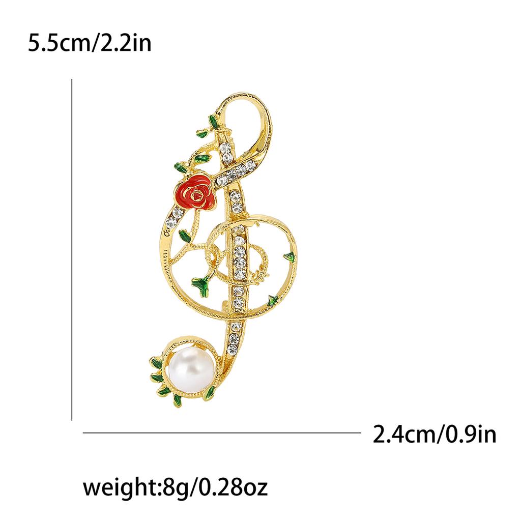 Японский и корейский сплав, инкрустированный бриллиантами, жемчужная брошь в виде музыкальной ноты, модный пиджак, корсаж, ювелирное украшение