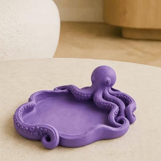 3D Printed Octopus Jewelry Tray, Ocean Animal Earrings Necklace Ring Dish Tray, Decorative Keys Trinkets Holder Organizer Tray