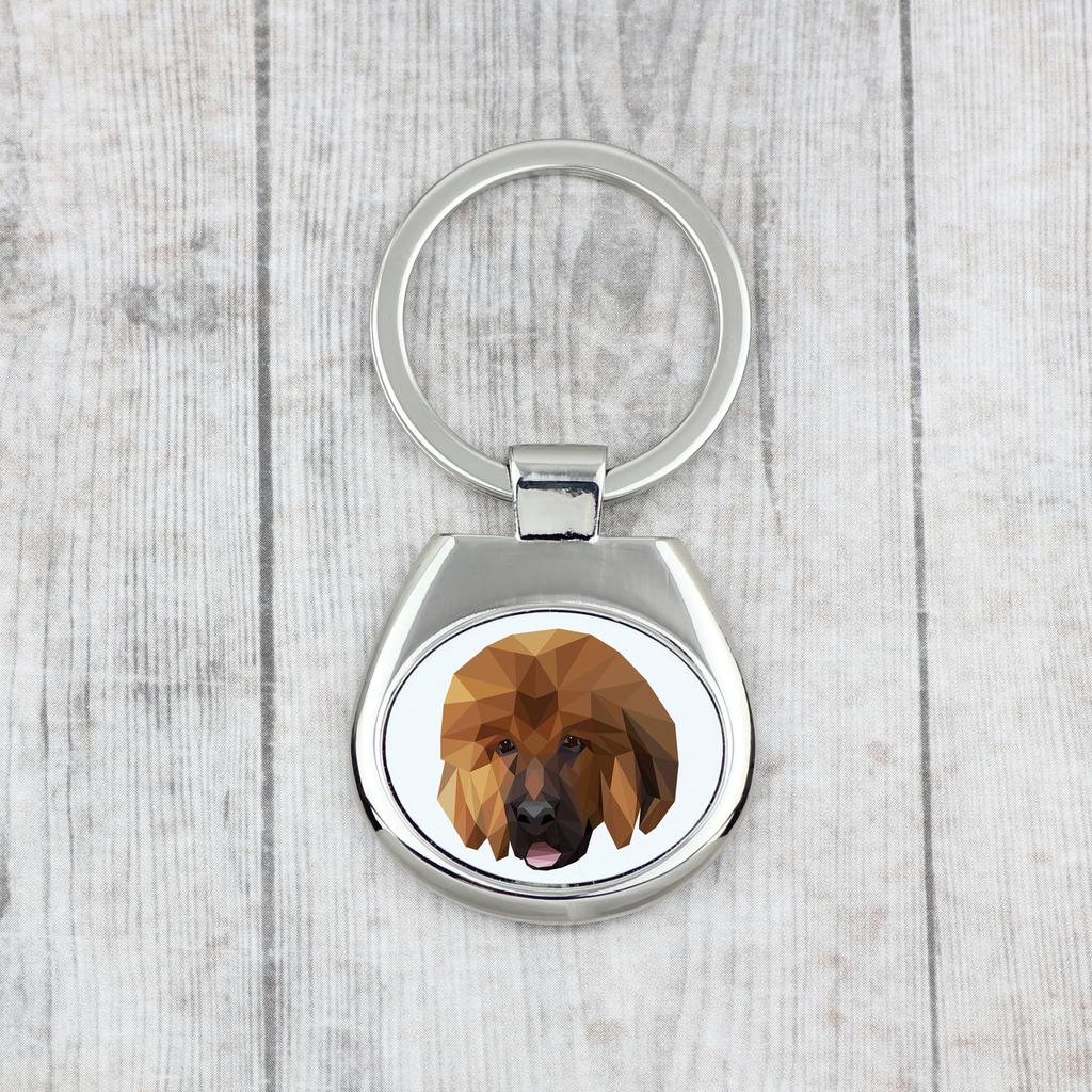 Tibetan Mastiff, Do Khyi - Geometric Keychain with a Photo and the Inscription Art-Dog
