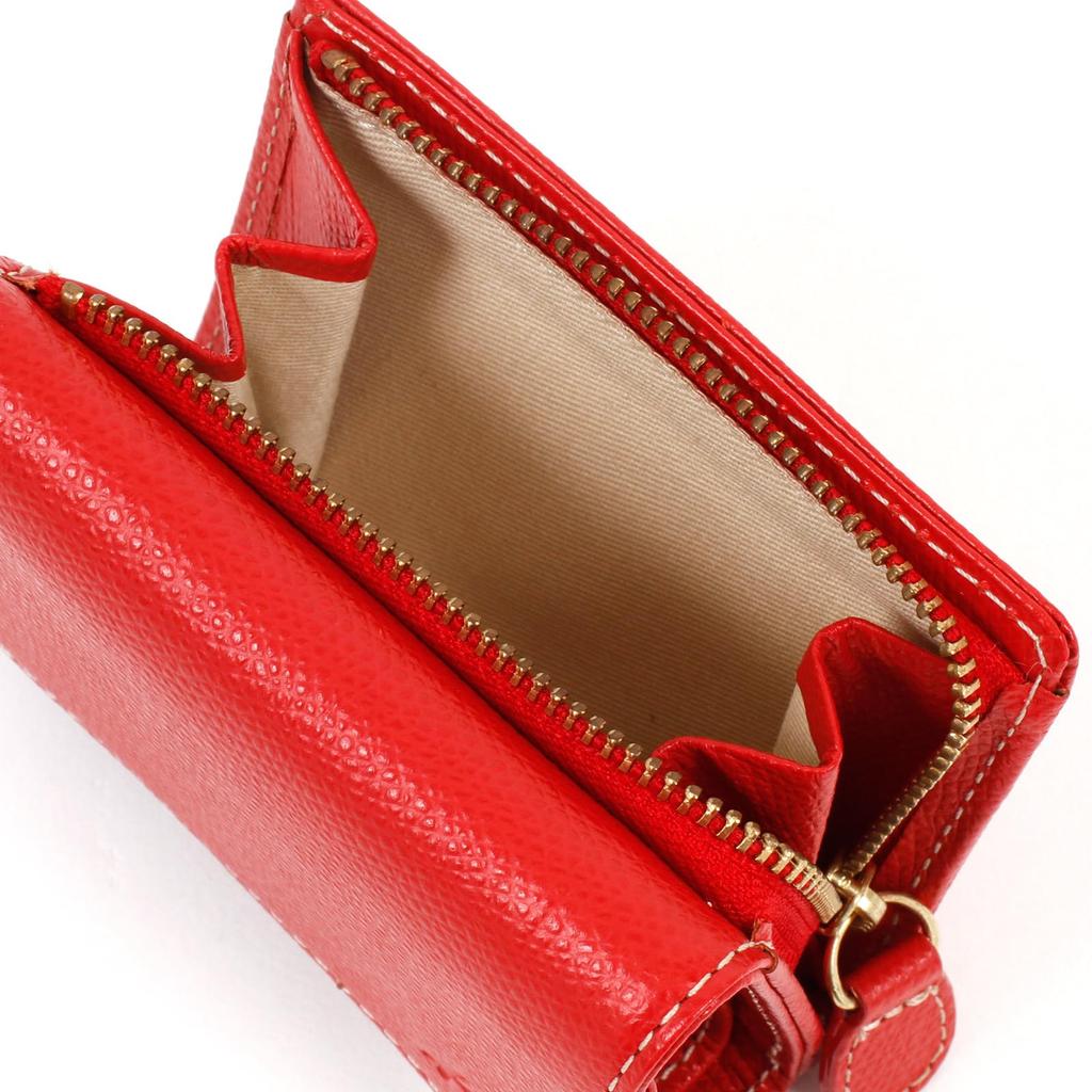 Кошелек с тиснением, которое делает царапины менее заметными PH0635 стежок 70915 [Kitamura] Тройного сложения Красный/Слоновая кость [Красный]