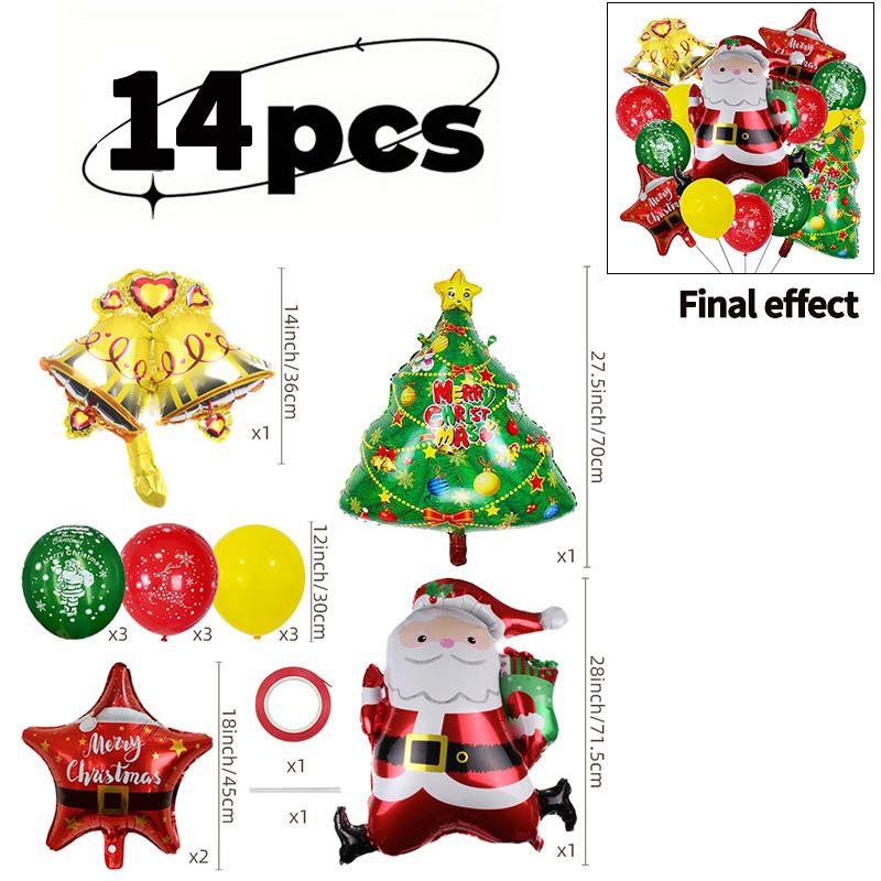Christmas Balloon Set Santa Snowman Christmas Tree Balloon Bundle New Year Digital Balloon Christmas Party Decoration Props