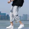 Летние мужские повседневные брюки из тонкого однотонного шелка Ice Silk, укороченные брюки, модные уличные спортивные штаны в стиле хип-хоп, мужские свободные брюки