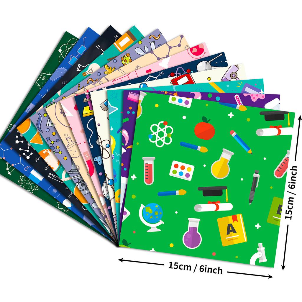 12 Sheets Of Scientific Experiment Material Paper, Handbook Decorative Sticker Diy Background Paper, Patterned Handbook Paper