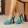 Мятно-зеленый водонепроницаемый стол заостренный толстая подошва эластичный конфетный цвет простой толстый каблук супер высокий каблук женские низкие туфли