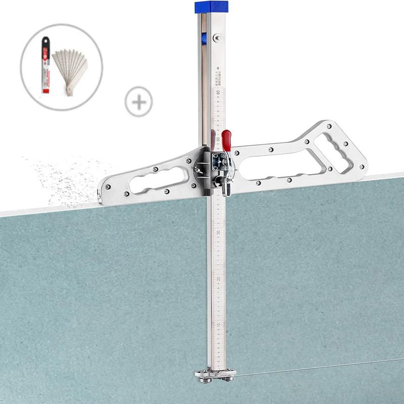 Aluminum alloy Drywall Cutting Tool, Foldable Drywall Cutter, Hand Push gypsum Board Cutter, with 10pcs Spare Blades