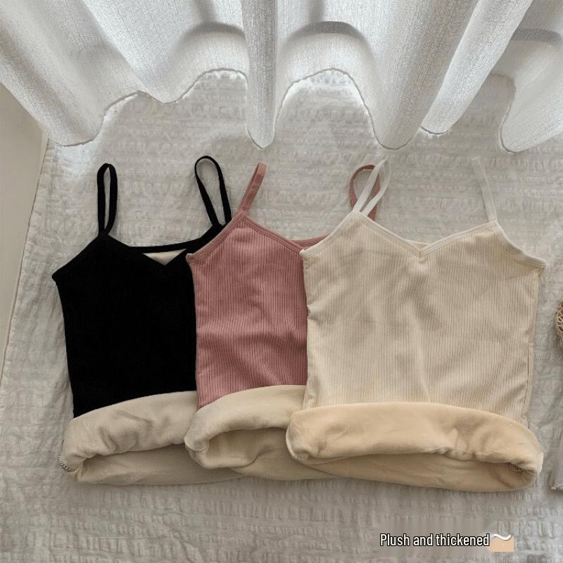 Камизоль-майка большого размера с флисовой подкладкой для похудения - Очень толстый топ без рукавов для осени/зимы