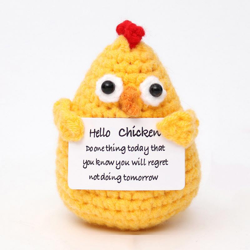 Positive Energy Bee Hug Pocket Doll Mini Handmade Plush Wool Knitting Doll With Card Funny Christams Gift Home Room Decoration