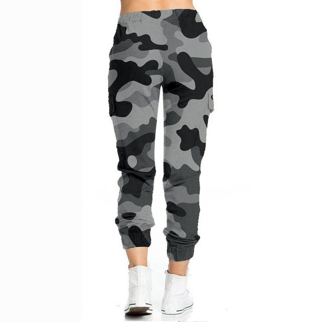 Женские камуфляжные повседневные брюки-карандаш с эластичной резинкой на талии и боковыми карманами