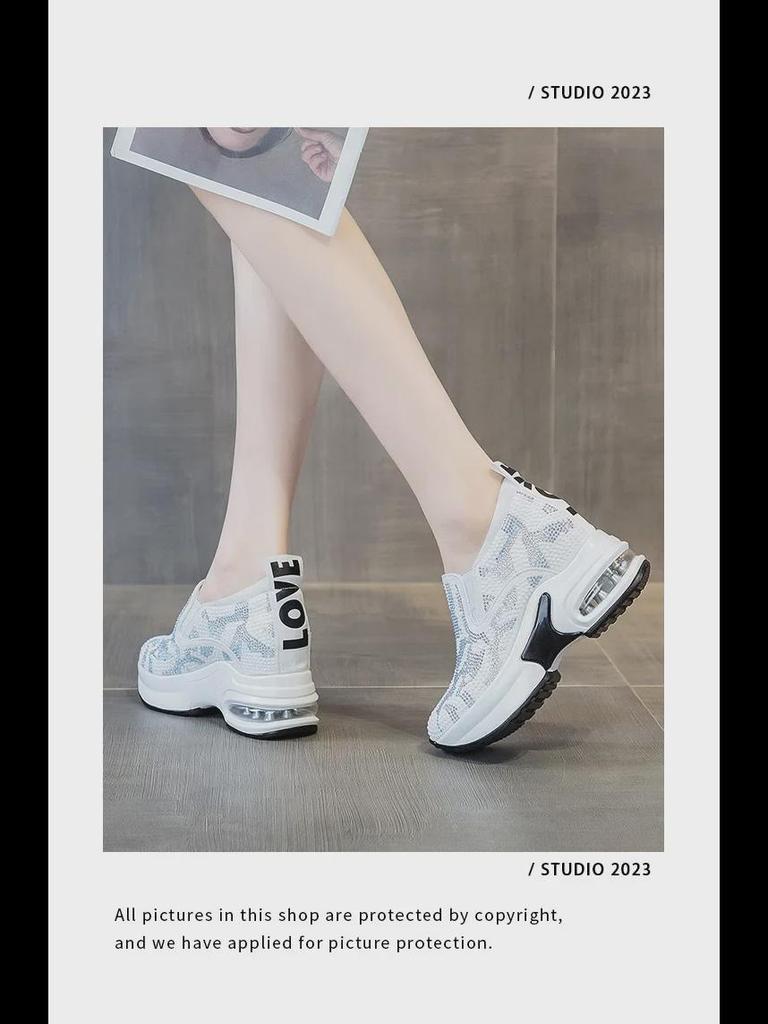 2025 Весна/Осень Белые Туфли со Стразами - Стильные Высококачественные Корейские Женские Кроссовки