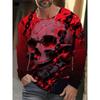 Skull Graphic T-shirt Vintage Gothic T Shirt Men Round Neck Men's Clothing T-shirts for Men Long Sleeve T Shirt Mens Clothing