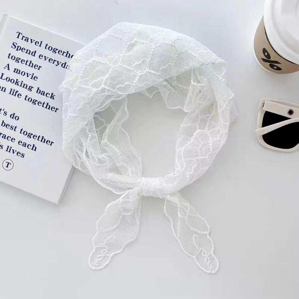 Embroidery Lace Scarf Hollow Out Hair Scarf Headband Vintage Foulard Bandana for Women