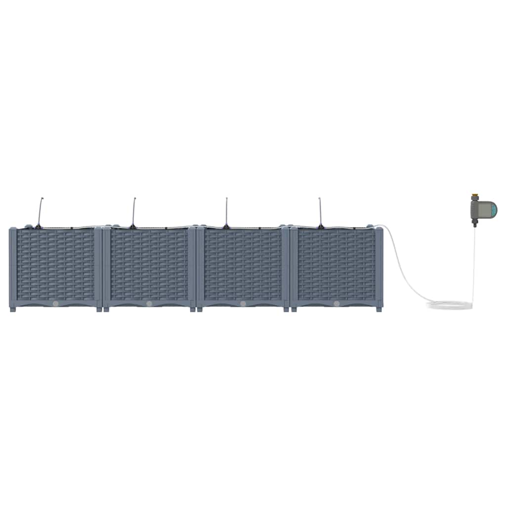 Garden Planter Set 4 pcs Light Grey 160 x 40 x 37.5 cm Plastic
