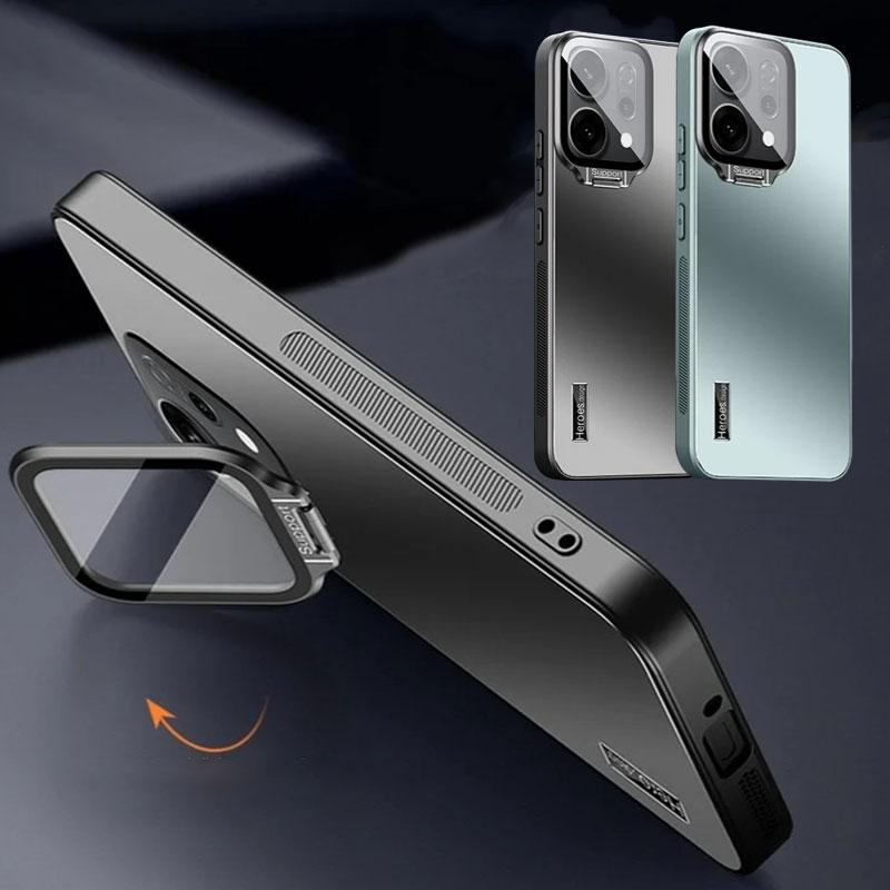 Матовый противоударный чехол для телефона OPPO Reno 14 Pro с металлическим кольцом для защиты камеры, подставка, задняя крышка для Reno 14Pro