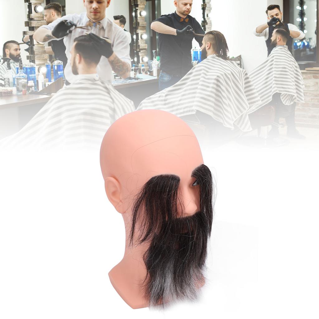 Голова манекена парикмахера с длинной бородой и бровями, многоразовая, из смолы и ПВХ, парикмахерская практика, лысая голова