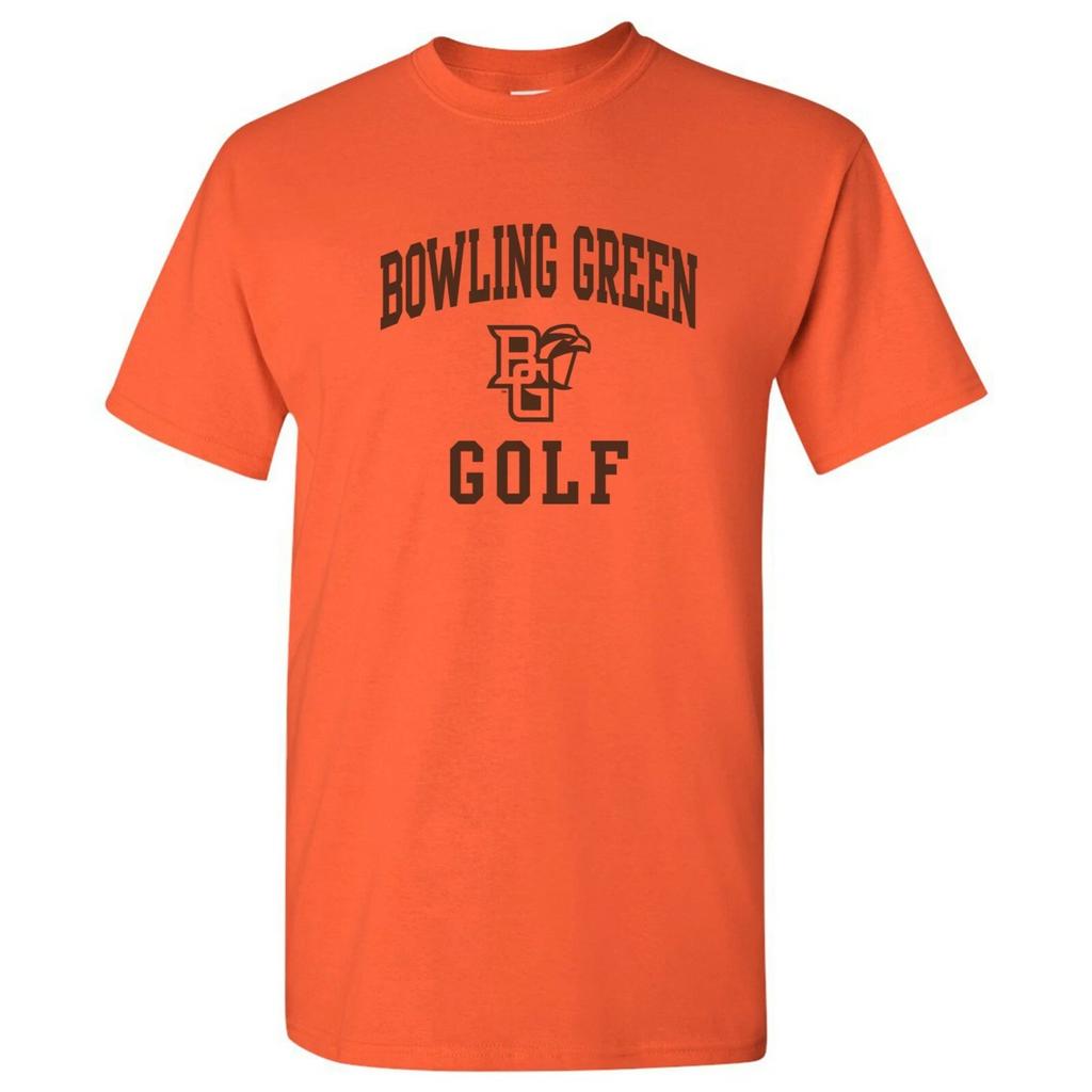 BGSU Falcon Arch Logo Golf NCAA University T-Shirt - Orange