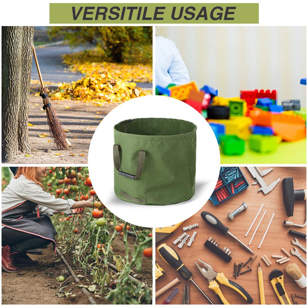 Garden Waste Bag Collapsible Canvas Reusable Water Resistant Garden Yard Leaf Waste Bag Waste Sack with Handles Storage
