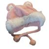Women Plush Hat with Cute Bear Ears Soft Fuzzy Warm Thick Lace-up Windproof Strap Autumn Winter Outdoor Cycling Girls Ear Protection Cap Gift Choice