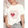 Oversize Women's Short-Sleeve T-Shirt with 3D Red Heart, Grid Pattern and "EVERYTHING'S NICE" Text Print