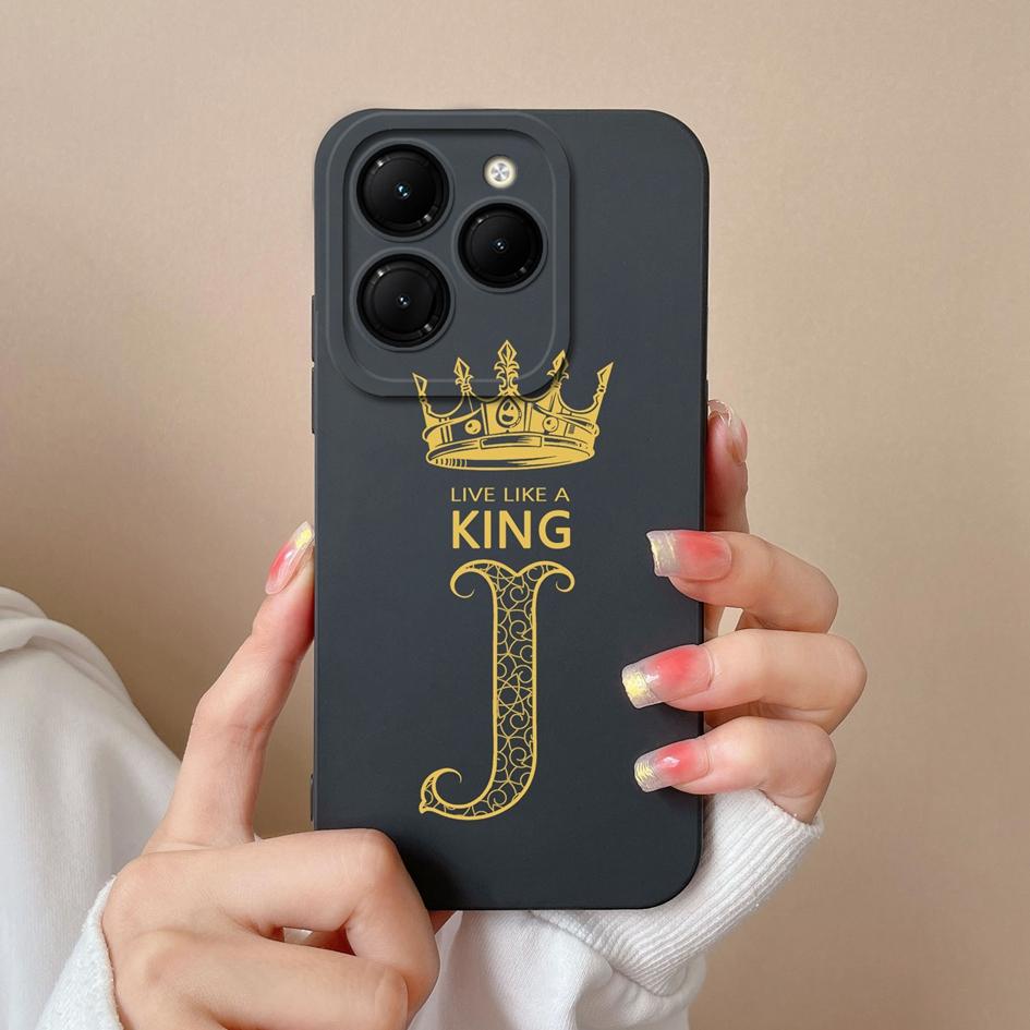 Для Infinix Smart 8 Zero 30 Note 40 4G Hot 40 GT 20 Pro Itel S24 Чехол для телефона Бампер с защитой от падения Силиконовый мягкий чехол Модная Корона Король Буквы Матовая Капа