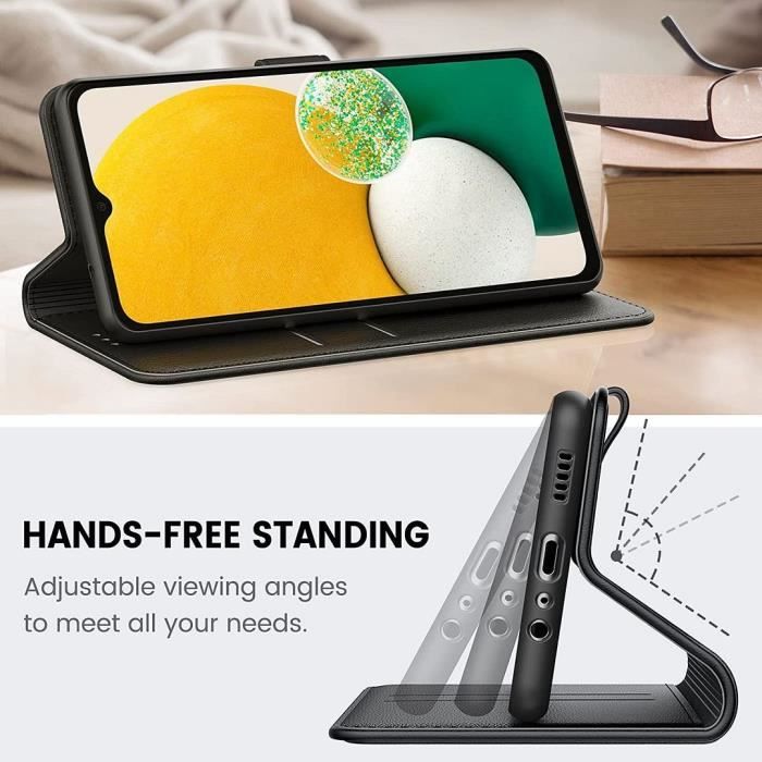 Case for Samsung A14 4G-5G Leather Effect Full Shockproof Black + 2 Tempered Glasses