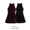 Kaslead New Arrival Women's Clothing Fashion Style Wavy Style Wide Swing Velvet Dress 4043185