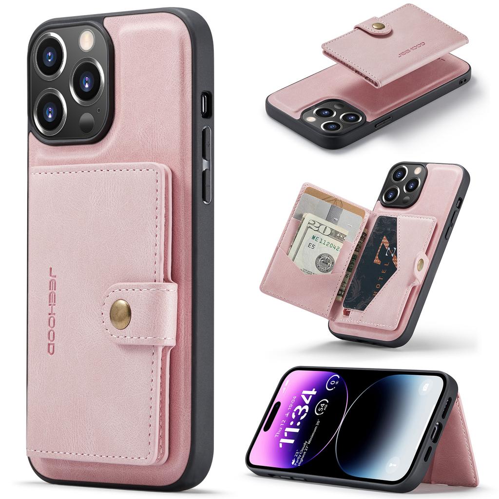 Для iPhone 14 Pro Max Чехол 2 в 1 Кожа+ТПУ Чехол для телефона Съемный держатель для карт