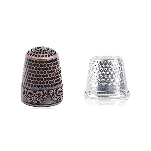 Hand-Working Sewing Thimble Metal Finger Shield Ring Leather Finger Protectors Thimble Rings for Knitting Quilting DIY Craft