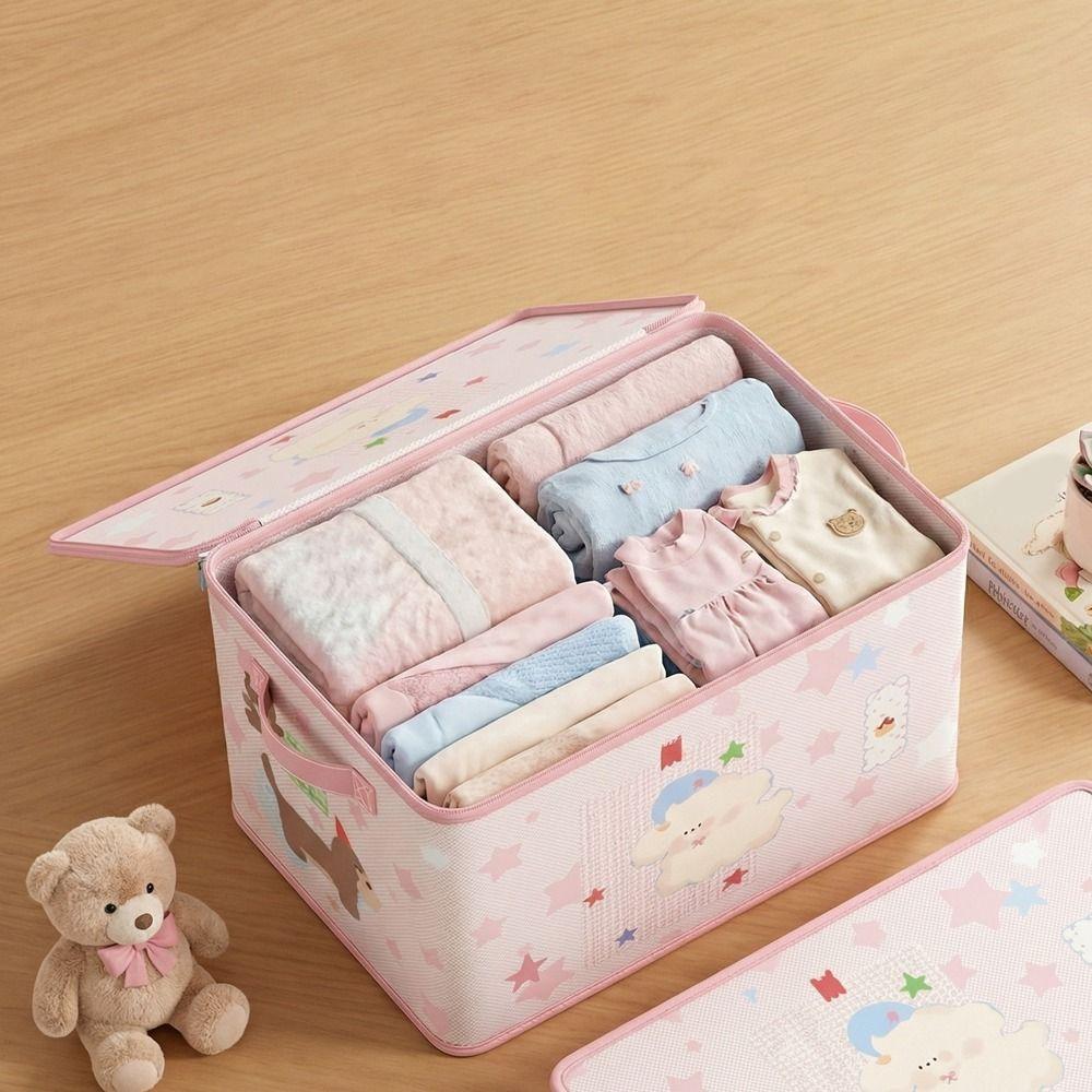 Dust-proof Folding Clothes Storage Box Cartoon Wardrobe Organizer  Dormitory