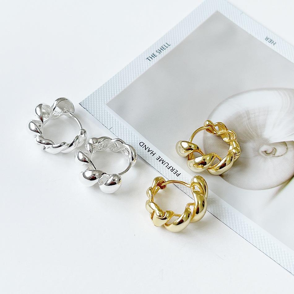 BF CLUB 925 Sterling Silver Earrings For Women Trendy Simple Twist Gold Earring Jewelry Prevent Allergy Party Accessories