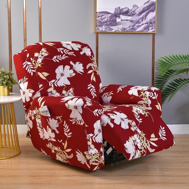 Printed Elastic Recliner Sofa Cover Soft Stretch Single Sofa Covers For Living Room Pets Kid Split Functional Lounger Chair Case