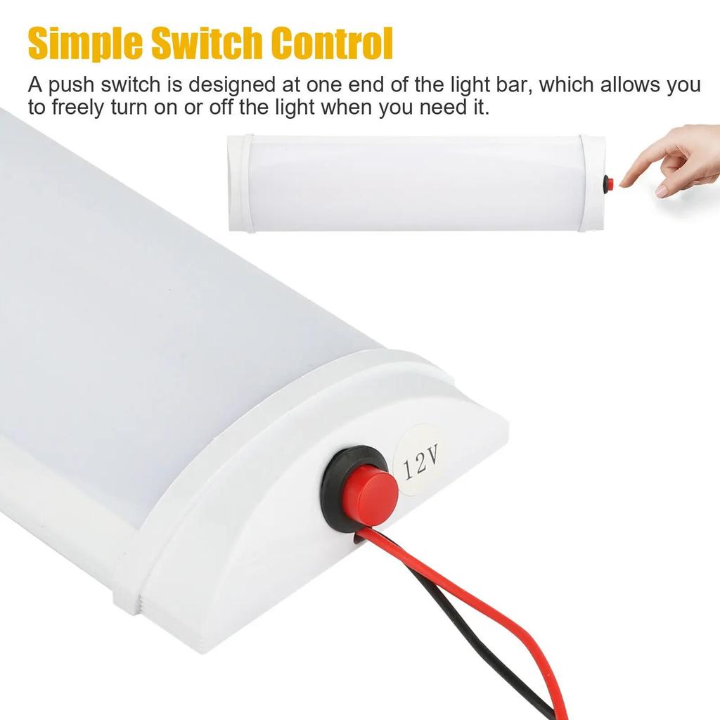 2 шт., 72 светодиодных внутренних световых полоски 12–80 В 1200 лм — универсальная полоса для грузовиков, автобусов, автодомов с выключателем (10 Вт сверхъяркий)