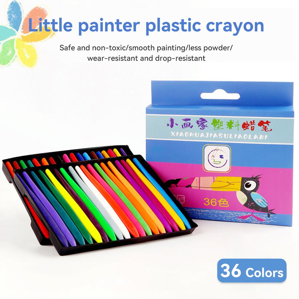 6/12/24/36 Colors Non-Dirty Hands Plastic Crayon Erasable Painting Tools Triangular Children Wax Pencil Graffiti Oil Stick