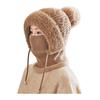 Knitting Hat Women Windproof Insulated Design Winter Hat with Plush Ball 3-in-1 Thickened Hat Face Guard Scarf