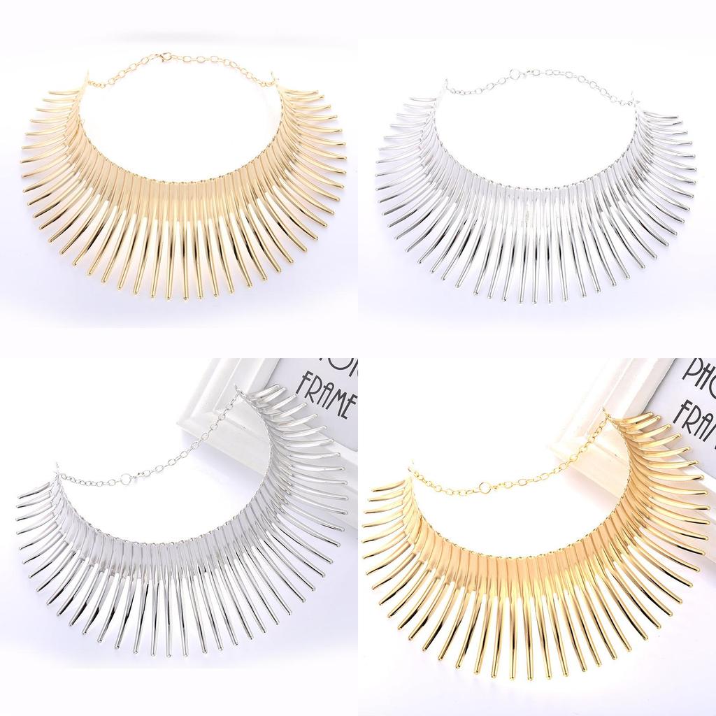 Fashion Solid Color Curved Design Women Metal Necklace Collar For Trendy Outfit