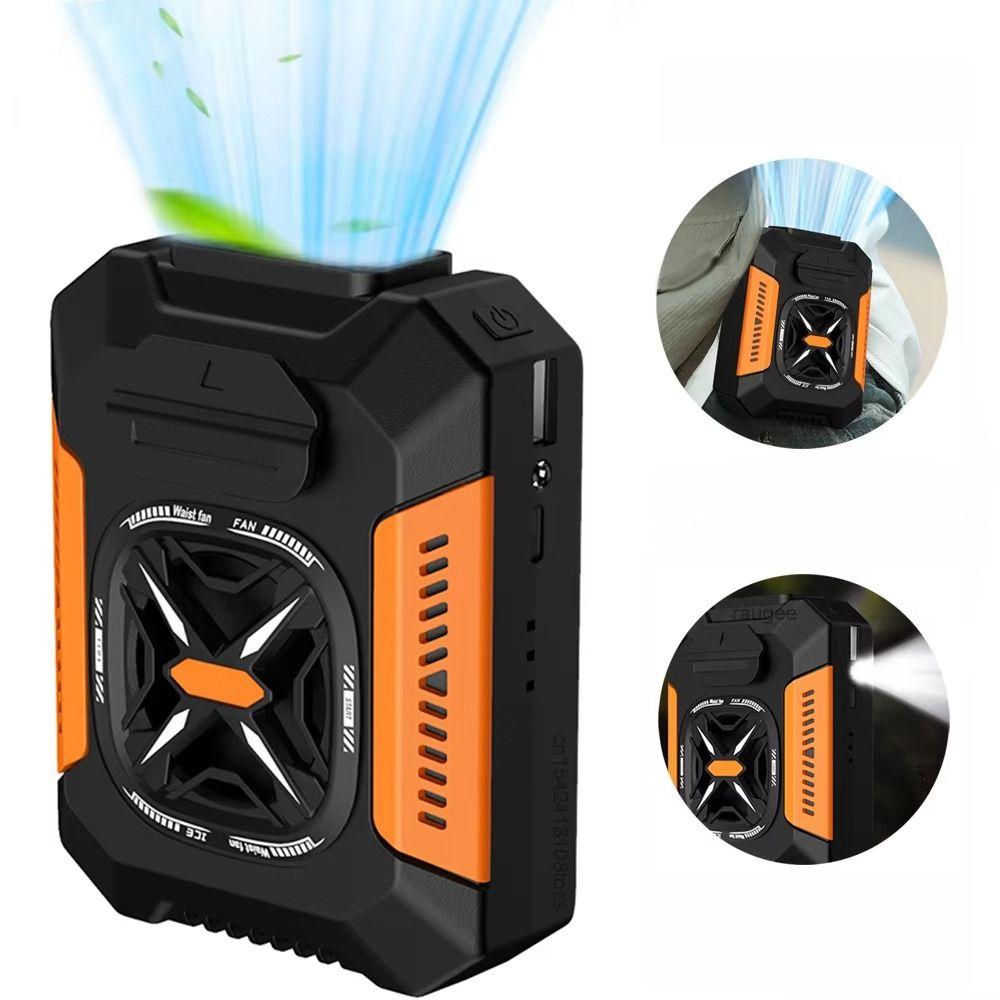 Power Bank Waist Clip on Fan 5000mAh Mini Electric Fans Durable Waist Mounted Fan Sports
