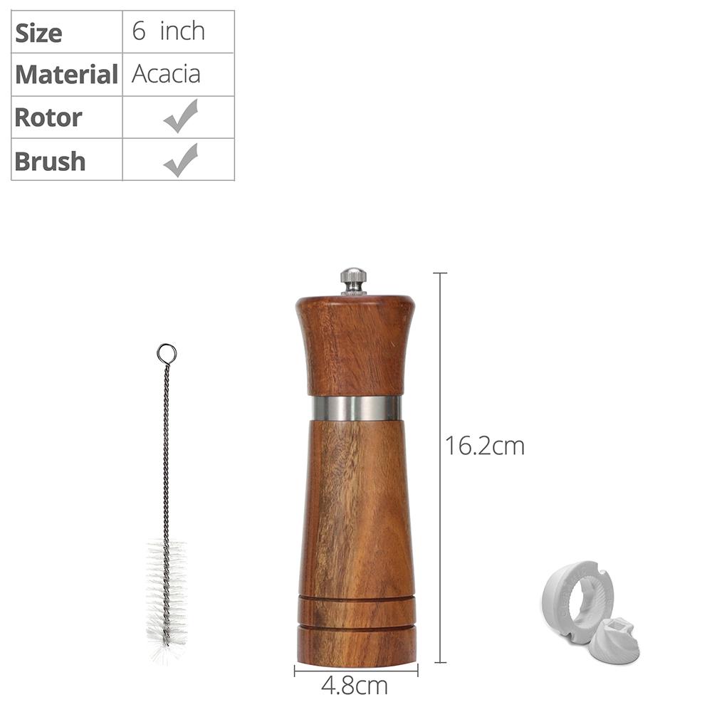 Pepper Grinder, Wood Salt and Pepper Grinder Mills Sets (included a Spare Ceramic and Brush), Salt Shakers for Your Kitchen
