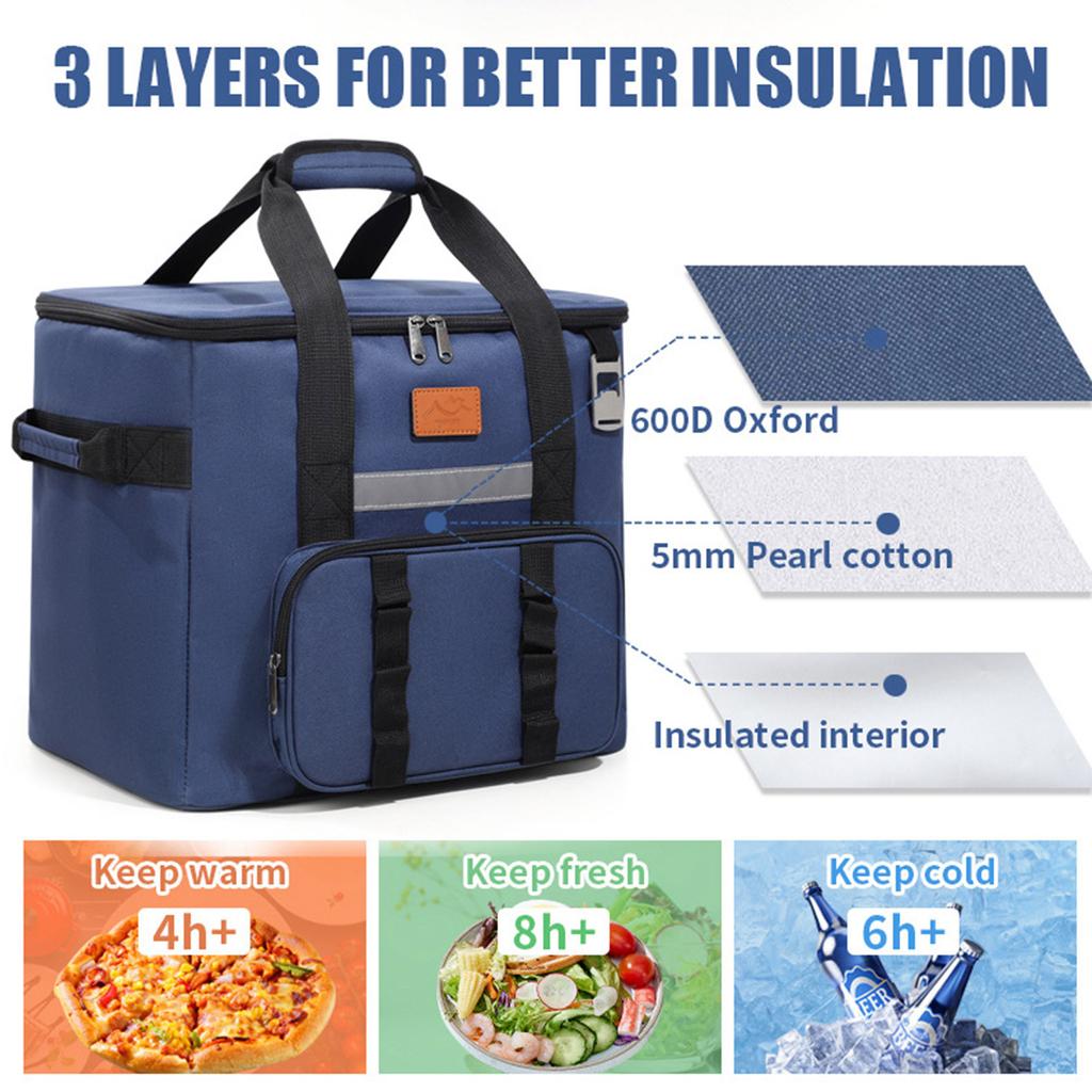 Insulated Lunch Box For Men & Women – Leak-Proof Cooler Bag With 4 Pockets, Adjustable Strap, Perfect For Work, Travel, And Picnics