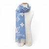 Great LOUIS VUITTON Scarf Escalp Reykjavik Monogram fringe blue cashmere M75704 Used