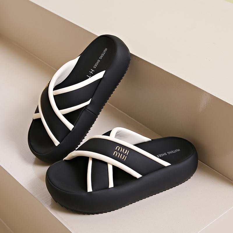 CRLAYDK мода лето 2024 женские тапочки на платформе удобные перекрещивающиеся ремни шлепанцы пляжные домашние повседневные открытые мягкие сандалии