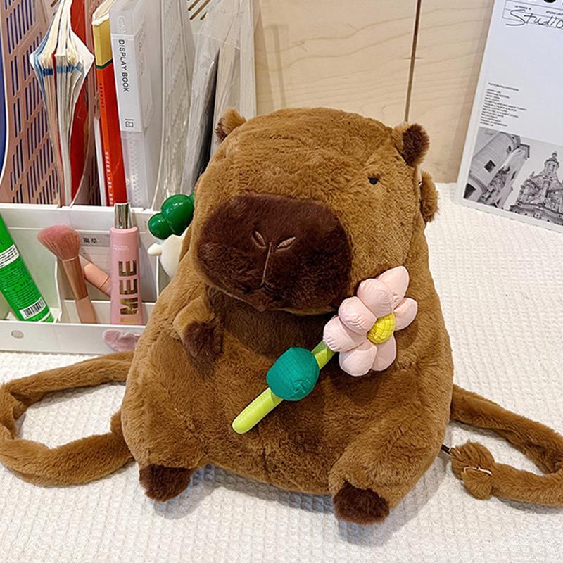 Fashionable Cute Casual Cartoon Capybara Bear Plush Backpack For Women