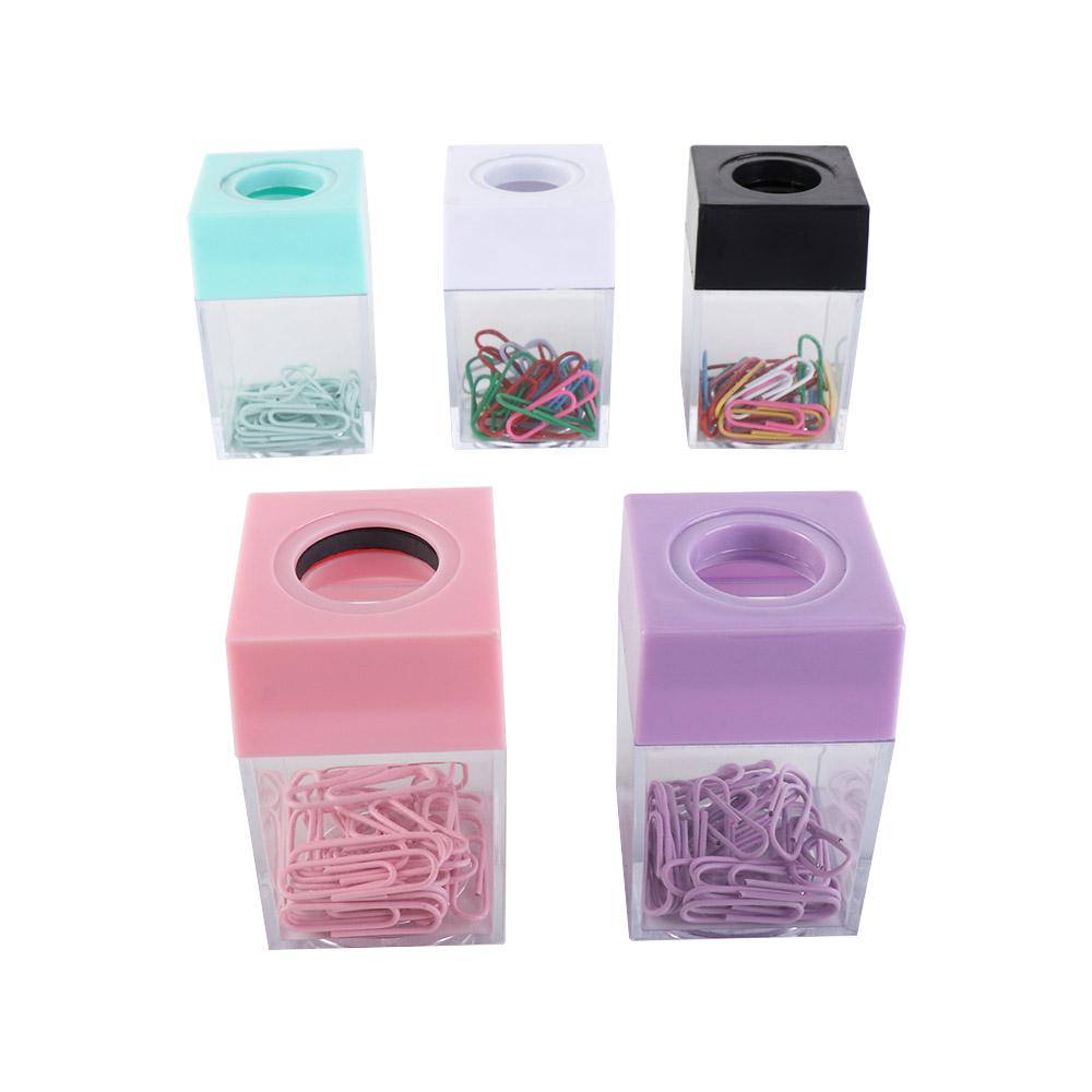 Stationery Office Supplies Desk Storage Clips Dispenser Magnetic Absorption Box Paperclip Holder