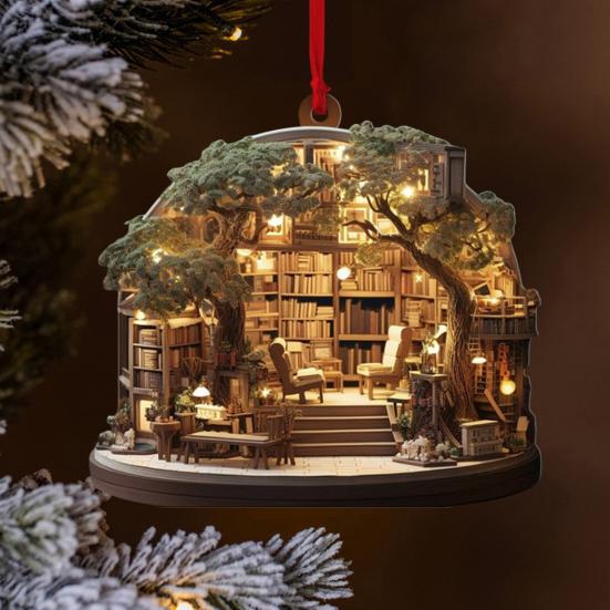 8 шт. Рождественский книжный магазин Украшение для рождественской елки 2D Плоский акриловый книжный магазин Декор