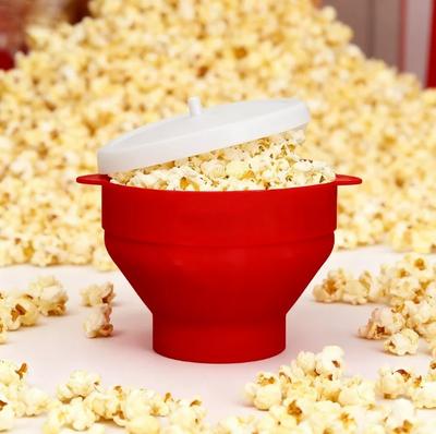 Силиконовая микроволновая печь для приготовления попкорна, пищевая складная высококачественная кухонная простая ведро для приготовления попкорна, миска с крышкой