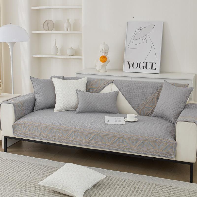 Sofa Cushion Four Seasons Non-Slip Pure Cotton Simple Modern Universal Pure Cotton Solid Color Cushion Cover Cloth Summer Sofa Cover Slipcover
