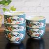 Waza no Kura Stylish Kutani Ware Set of Green Arabesque Flower and Bird Perfect for Grand and Guest Teacups, 5, Design, Housewarming, Opening,