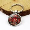 Firefighter Keychain Emblem Gemstone Zinc Alloy Sturdy Key Ring Durable Ring Key