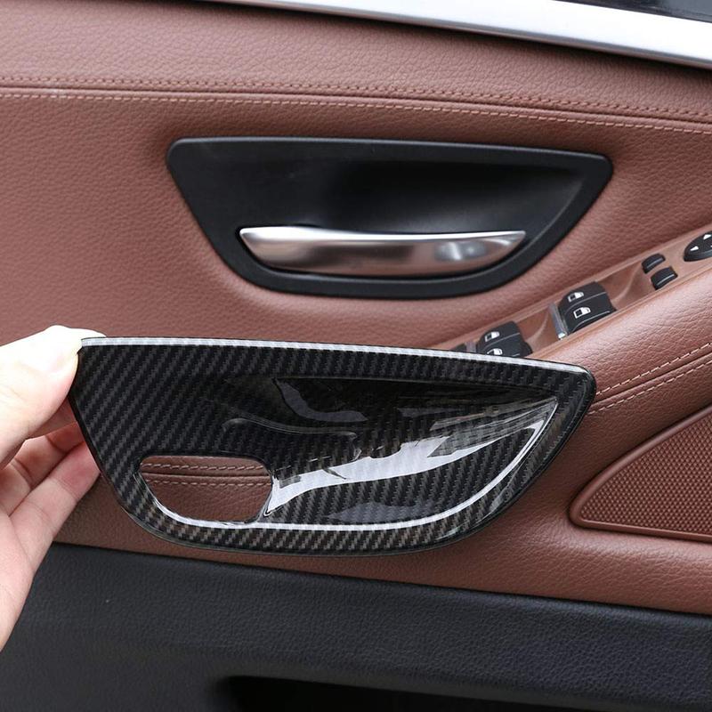 For BMW F10 520 Car Door Handle Bowl Cover Carbon Fiber Door Handle Trim Car Interior Enhancement Carbon Wire Pattern Color