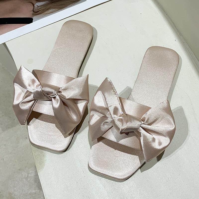 Женские тапочки, сандалии, шлепанцы, летняя модная дышащая нескользящая обувь, женские шлепанцы с узлом-бабочкой, повседневная женская обувь